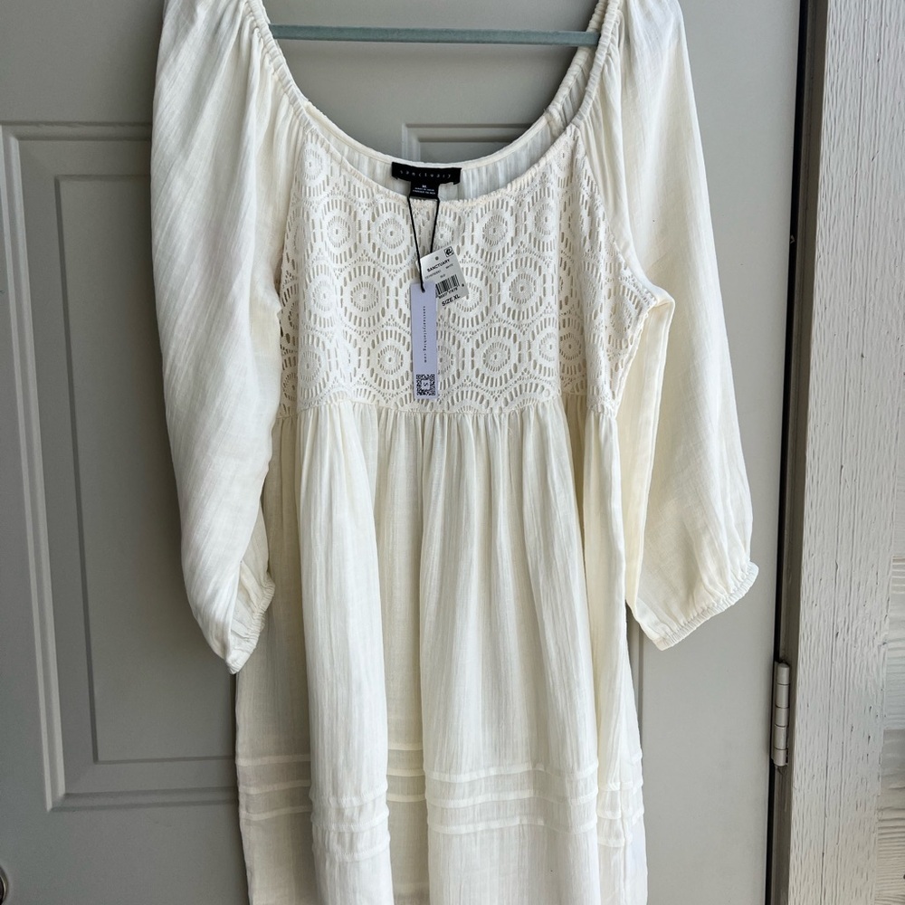 NEW Sanctuary XL White Cotton Peasant Dress Boho Festival Lightweight - Picture 4 of 10